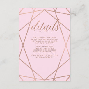 Blush Pink and Faux Rose Gold Guest Details Enclosure Card
