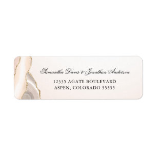 Blush Pink and Gold Agate Script Return Address