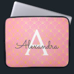 Blush Pink and Gold Art Deco Pattern Monogram Laptop Sleeve<br><div class="desc">Blush Pink and Gold Art Deco Geometric Pattern Monogram Laptop Case. This case can be customized to include your initial and first name. If you would like matching items then please contact the designer.</div>