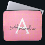 Blush Pink and Gold Art Deco Pattern Monogram Laptop Sleeve<br><div class="desc">Blush Pink and Gold Art Deco Geometric Pattern Monogram Laptop Case. This case can be customized to include your initial and first name. If you would like matching items then please contact the designer.</div>
