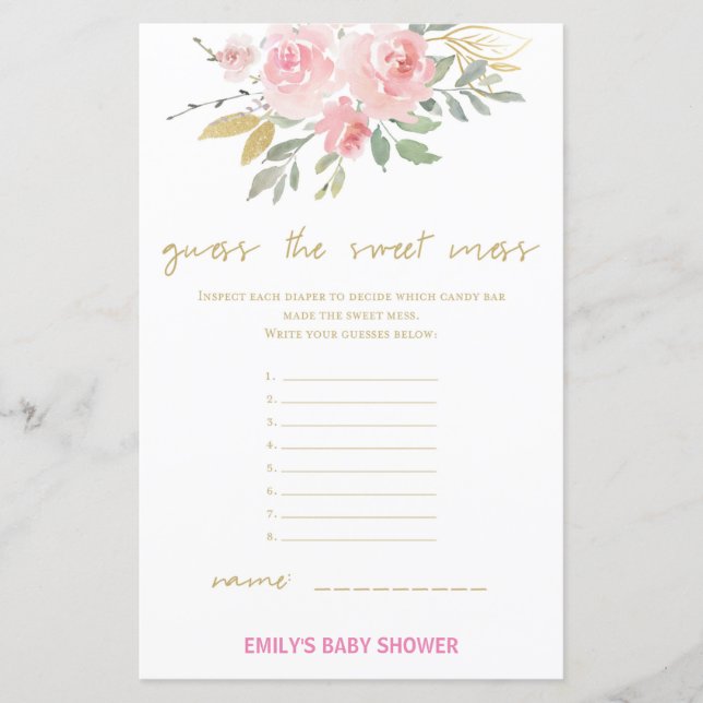 Blush Pink and Gold Baby Shower Game PRINTED (Front)