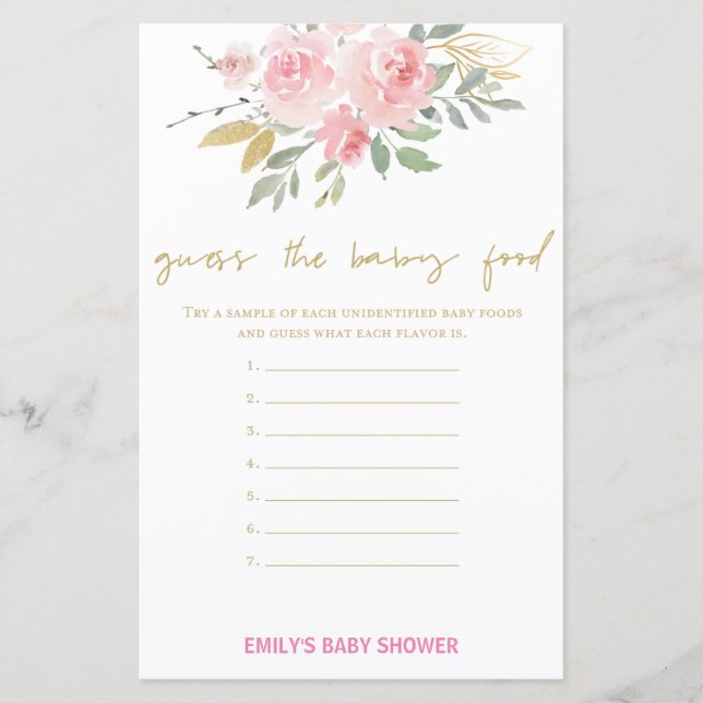 Blush Pink and Gold Baby Shower Game PRINTED (Front)