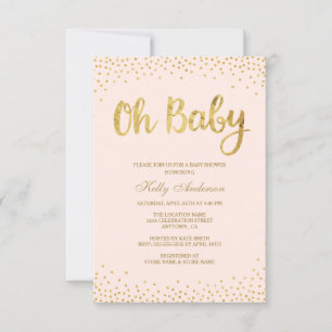 Blush Pink and Gold Baby Shower Invitations