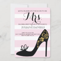 Blush Pink and Gold Bachelorette Party Invitations