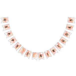 Blush Pink and Gold Birthday Bunting Flag