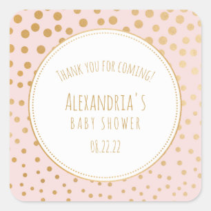 Blush pink and gold bridal shower favour sticker
