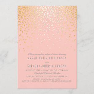 blush pink and gold confetti rehearsal dinner invitation