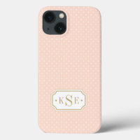 Blush Pink and Gold Elegant Dots Monogram