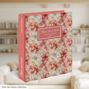 Blush Pink and Gold Elegant Floral Custom Name Binder