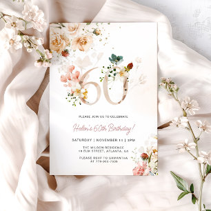Blush Pink and Gold Floral 60th Birthday Invite