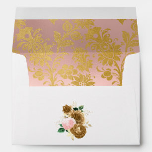  Blush Pink and Gold Floral Envelope
