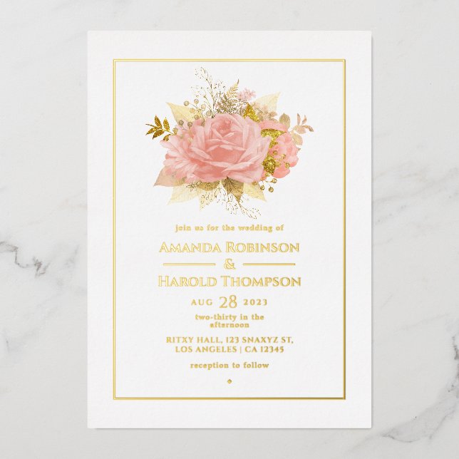 Blush Pink and Gold Floral Wedding (Front)