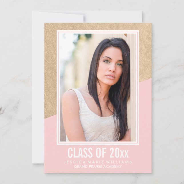 Blush Pink and Gold Foil | Graduation Invitations (Front)