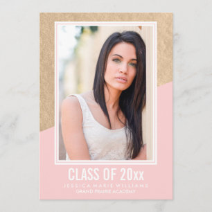 Blush Pink and Gold Foil Graduation Invitations