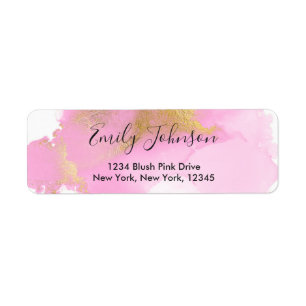 Blush Pink and Gold Foil Wash Address Label