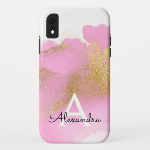Blush Pink and Gold Foil Wash Girly iPhone XR Case