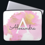 Blush Pink and Gold Foil Wash Girly Laptop Sleeve<br><div class="desc">Blush Pink and Gold Foil Modern and Elegant Monogram Laptop Case. This case can be customized to include your initial and first name. If you would like matching items then please contact the designer.</div>