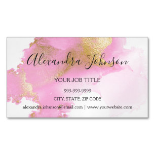Blush Pink and Gold Foil Wash Girly Magnetic Business Card