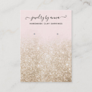 Blush Pink and Gold Glitter Earring Display Business Card