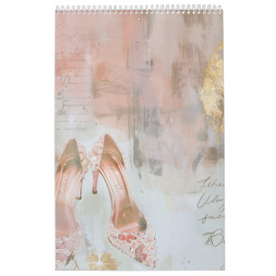 Blush Pink and Gold High Heel Fashion Art Calendar