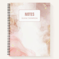 Blush Pink and Gold Ink Personalized Lesson  Noteb
