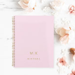 Blush Pink and Gold | Modern Monogram Planner<br><div class="desc">This modern planner design features a blush pink background,  with your initials in bold gold coloured text for a look that is simple and chic.</div>