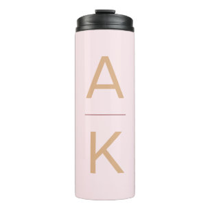 Blush pink and gold modern personalized monogram thermal tumbler