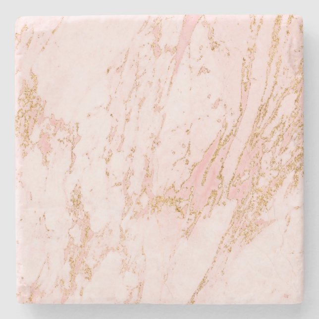 Blush Pink and Gold Modern Trend Accent Stone Coaster (Front)
