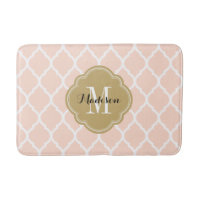 Blush Pink and Gold Moroccan Quatrefoil Monogram