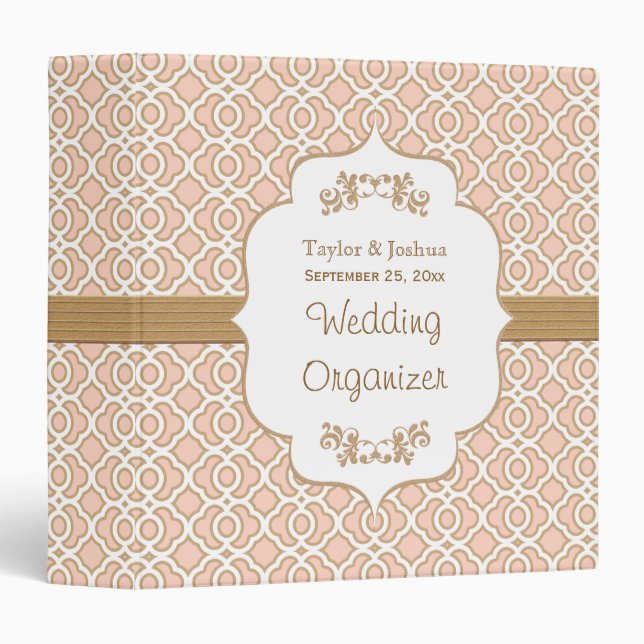 Blush Pink and Gold Moroccan Wedding Organizer Binder (Front/Spine)