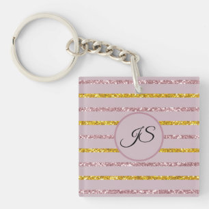Blush Pink and Gold Personalized Acrylic Keychain