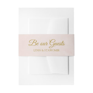 Blush Pink and Gold Personalized Invitation Belly Band