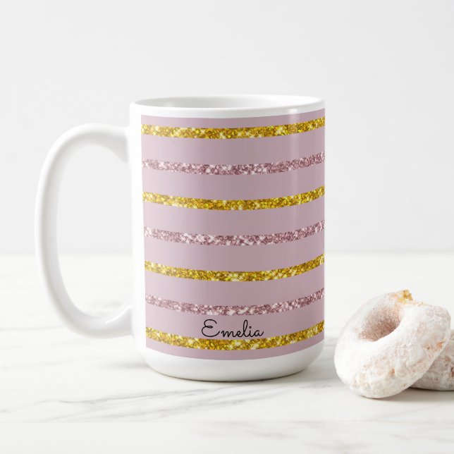 Blush Pink and Gold Personalized Mug (With Donut)