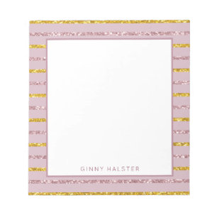 Blush Pink and Gold Personalized Notepad 5.5" x 6"