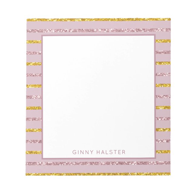 Blush Pink and Gold Personalized Notepad 5.5" x 6" (Front)