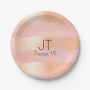 Blush Pink and Gold Personalized Paper Plate