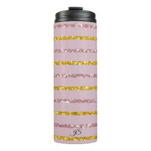 Blush Pink and Gold Personalized Thermal Tumbler