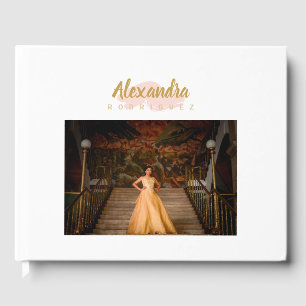 Blush Pink and Gold Photo Quinceanera Guest Book