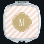 Blush Pink and Gold Preppy Stripes Monogram Vanity Mirror<br><div class="desc">Stylish modern travel compact mirror features a cute preppy diagonal stripe pattern. Personalize it with your monogram or other custom text in a chic quatrefoil frame. Click Customize It to add your own text and images or change text fonts and colours to create a unique one of a kind design....</div>