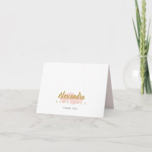 Blush Pink and Gold Quinceanera Thank You Card