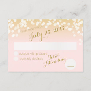 Blush Pink and Gold Sparkle Lights RSVP Card