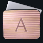 Blush Pink and Gold Stripes Monogram Girly Laptop Sleeve<br><div class="desc">Blush Pink and Faux Gold Foil Stripes Elegant Monogram Case. This case can be customized to include your initial and first name.</div>