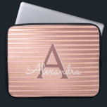 Blush Pink and Gold Stripes Monogram Girly Laptop Sleeve<br><div class="desc">Blush Pink and Faux Gold Foil Stripes Elegant Monogram Case. This case can be customized to include your initial and first name.</div>