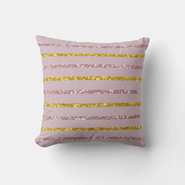 Blush Pink and Gold Throw Pillow (Front)