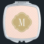 Blush Pink and Gold Tiny Dots Monogram Vanity Mirror<br><div class="desc">Stylish modern travel compact mirror features a cute preppy polka dot pattern. Personalize it with your monogram or other custom text in a chic quatrefoil frame. Click Customize It to add your own text and images or change text fonts and colours to create a unique one of a kind design....</div>