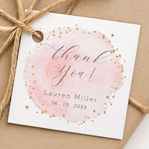 Blush Pink and Gold Watercolor Thank You  Favour Tags