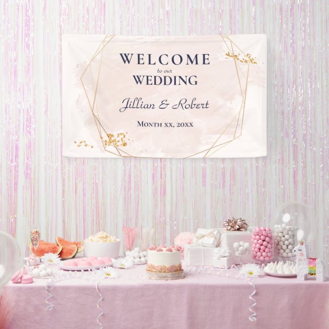 Blush Pink and Gold Wedding Banner (Party)