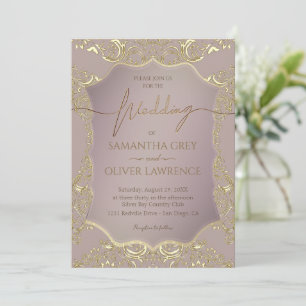 Blush Pink and Gold Wedding Invitation