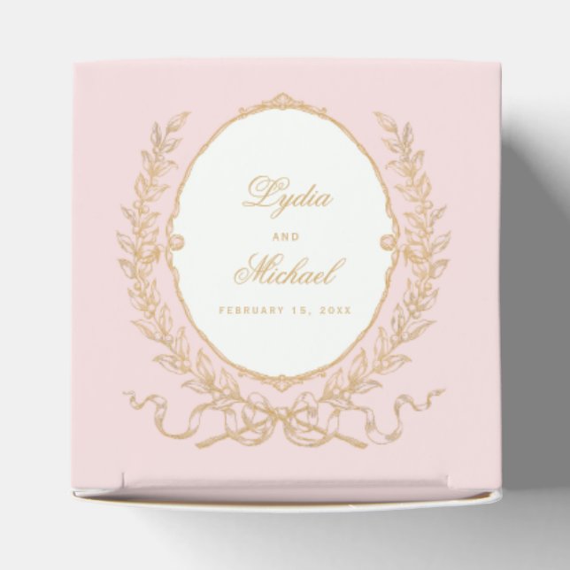Blush Pink and Gold Wedding Swag Envelope Favor Box (Top)