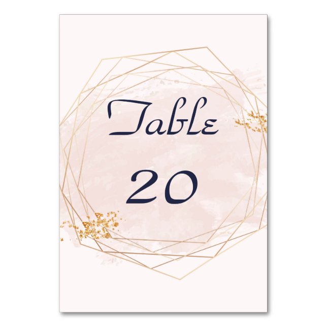 Blush Pink and Gold Wedding Table Number (Front)
